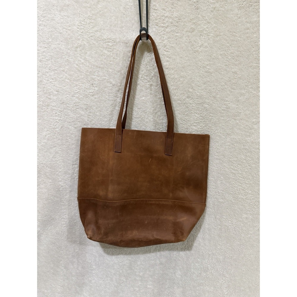 ABLE Mamuye Large Classic Leather Tote - Brown Color Handcrafted Unlined Pocket